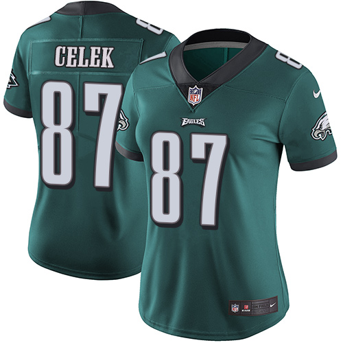 Nike Eagles #87 Brent Celek Midnight Green Team Color Women's Stitched NFL Vapor Untouchable Limited Jersey